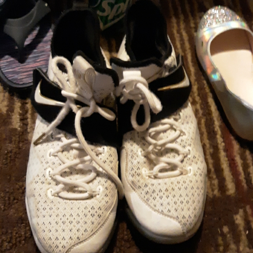 Lebron James 2014 autograph nikes blu wht and gold